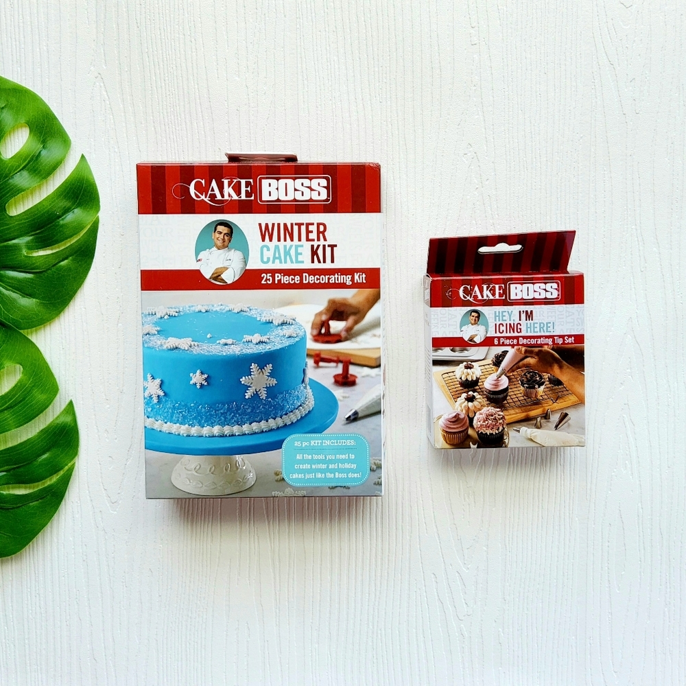 NEW! Cake Boss Winter Cake Decorating 25 Piece Kit plus 6 Piece Icing Ti…